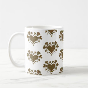 Mug Trèfle en forme de cœur carreauté olive Classique 