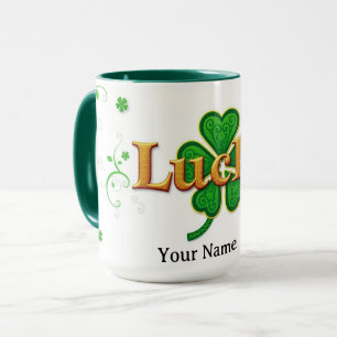 Mug Trèfle Moderne Chanceux à Motif Vert