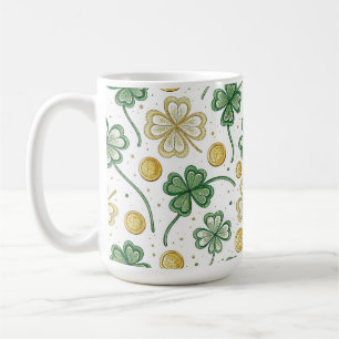 MUG TRÈFLES CELTIQUES IRLANDAIS VERT ET OR