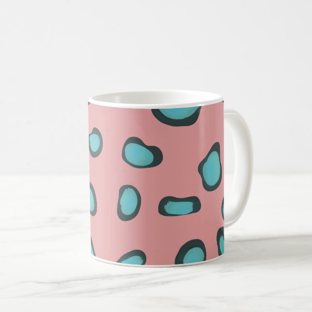 Mug Trendy Abstrait rose et Blue Leopard Spots (Devant droit)