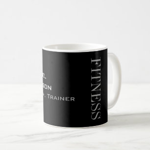 Mug Trendy Grey Black Fitness Sport Ajouter un nom