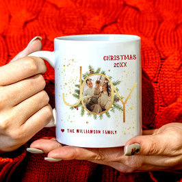 Mug Trendy Joy Pine Boughs Wreath Christmas Photo
