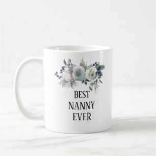 Mug Très jolie nounou florale bleue  la meilleure ever