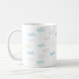Mug très simple et pâle motif de noms manuscrits