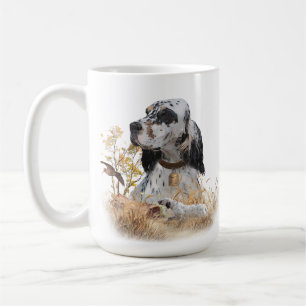 Mug Tri Couleur Anglais Setter Art, chasse en bois