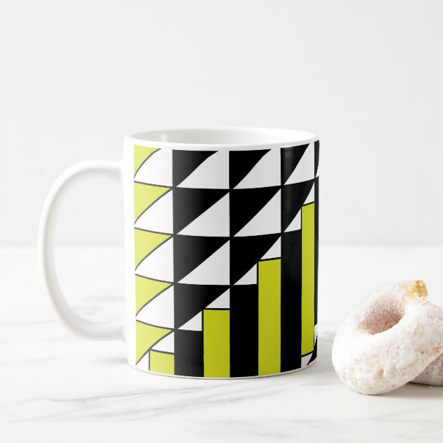 Mug Triangle Rectangle Géométrique Noir Vert Moderne (Avec donut)