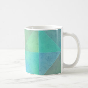 Mug Triangles bleus verts sarcelles Motif d'art géomét
