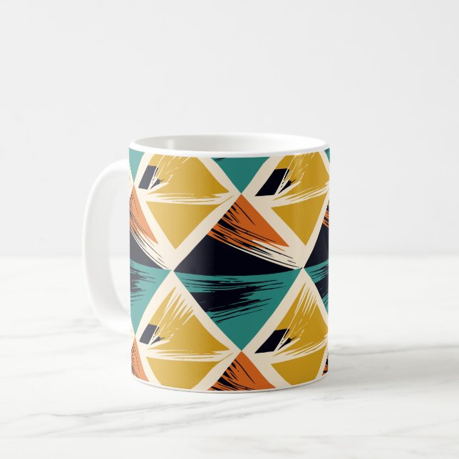 Mug Triangles entrelacés avec des accents de coups de  (Devant gauche)