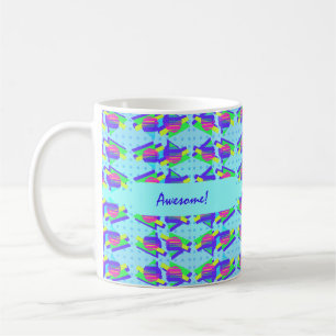 Mug Triangles personnalisables Memphis bleu électrique