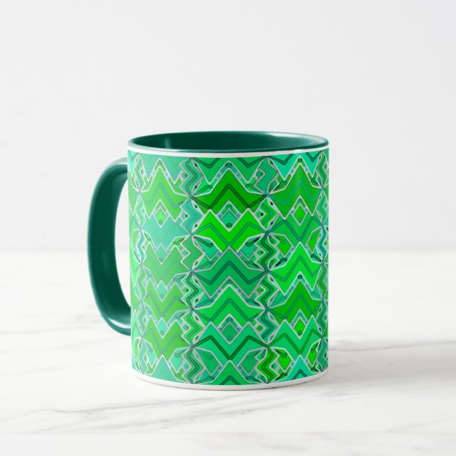 Mug Tribal Batik Print, Jade Green et Lime Green (Devant gauche)