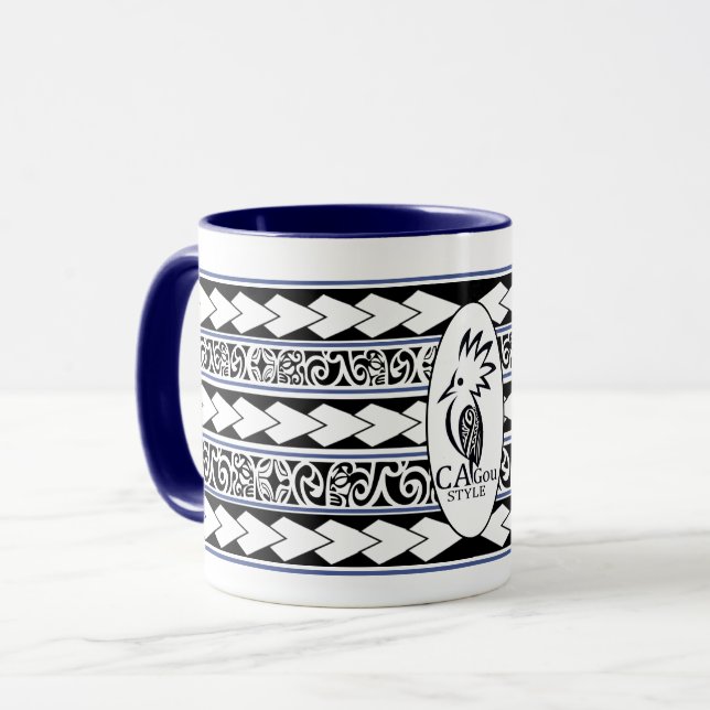 Mug Tribal Ethnic Marine Blue Tasse (Vorderseite Links)