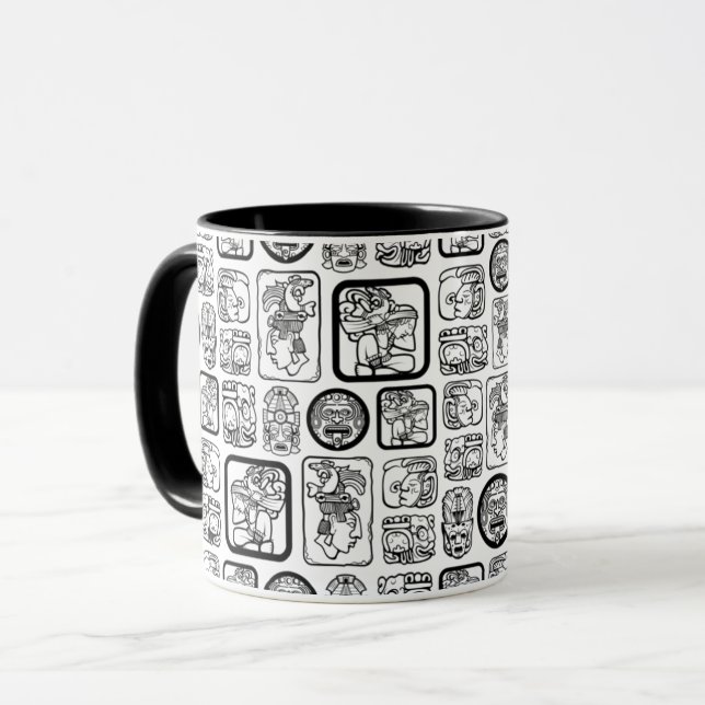 Mug Tribal MAYA ancien masque motif 1 (Devant gauche)