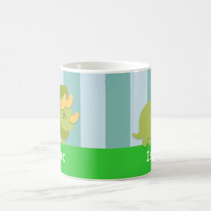 Mug Triceratops vert et jaune Kawaii pour les enfants