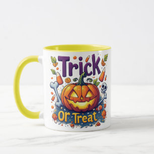 Mug Trick Or Treat Citrouille Bonbons Crâne Halloween