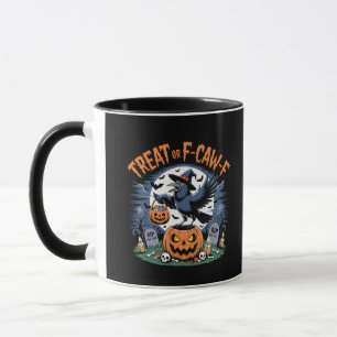 Mug Trick ou F-Caw-f Funny Crow Halloween Éffrayant