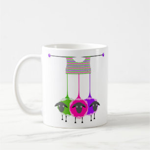 Mug Tricot avec moutons en bleu, rose et violet
