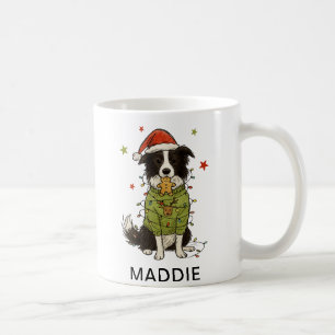 Mug Tricot de Noël avec lumières pour chien Border Col