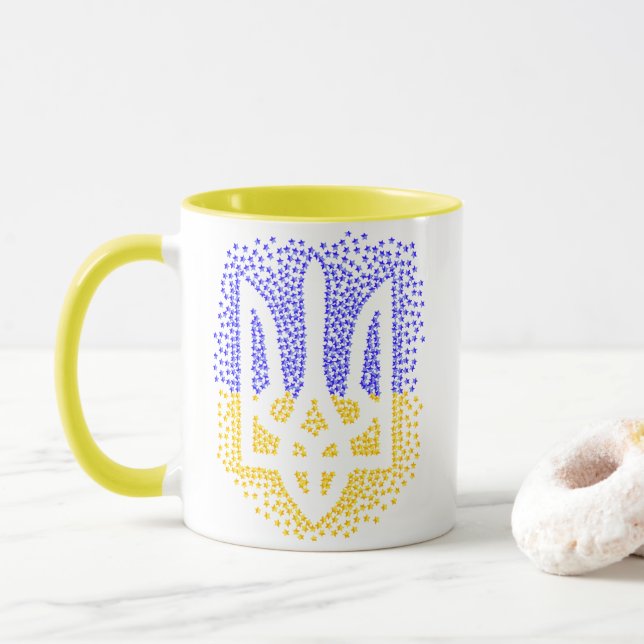 Mug Trident heraldique ukrainien tryzub étoiles disper (Avec donut)
