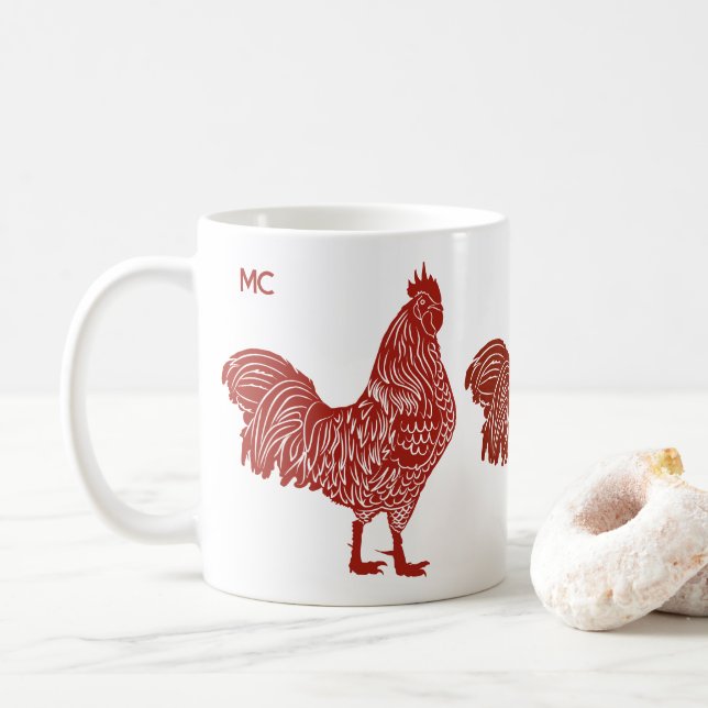Mug trio Roosters rouges (Avec donut)