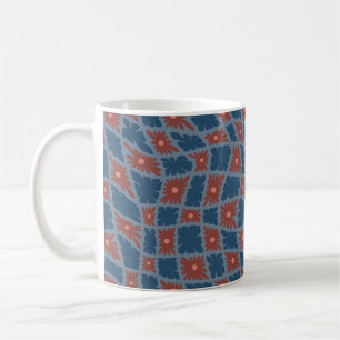 Mug Trippy super 60s Flower Checks Blue Red