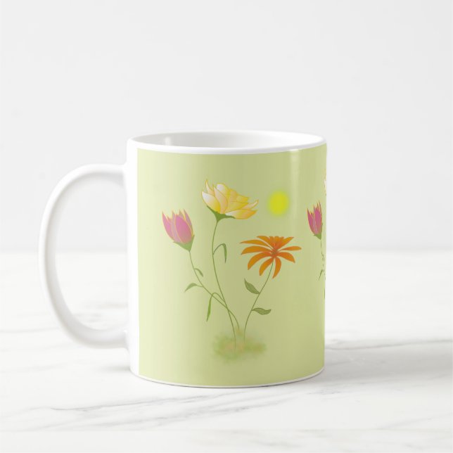 Mug Trois fleurs au soleil - transparentes. (Gauche)