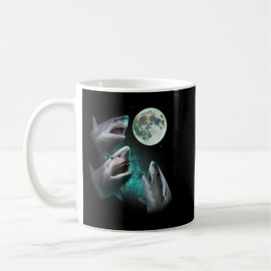 Mug Trois grands requins blancs hurlent à la Lune 3 Wo
