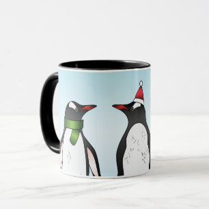 Mug Trois manchots Gentoo de Noël avec un nom personna