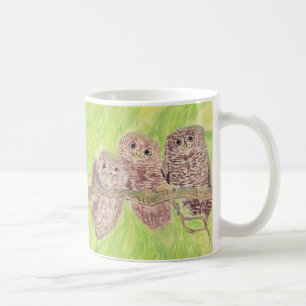 Mug Trois Petites Chouettes - peinture acrylique.
