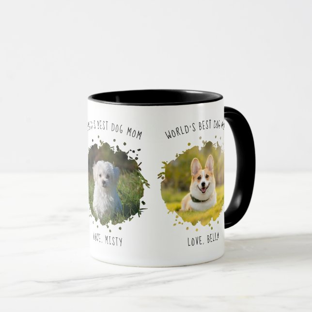 Mug Trois photos de chien personnalisées Meilleure mam (Devant droit)