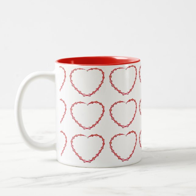 Mug - Trois rangées de perlé coeur rouge (Gauche)
