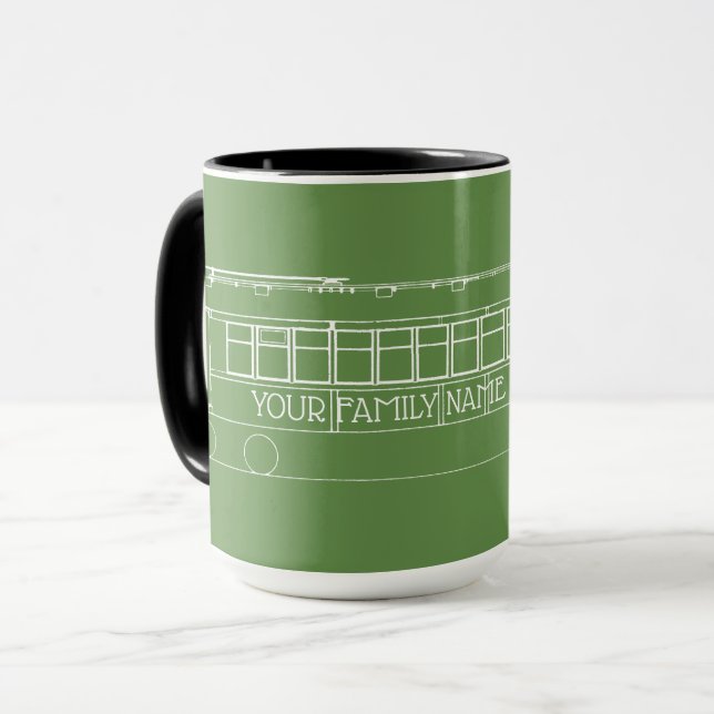MUG TROLLEY VOTRE FAMILLE NOM OU TEXTE TRAIN BUS VINTA (Devant gauche)