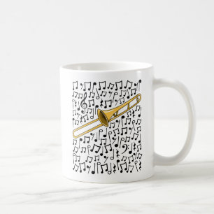 Mug Trombone Avec Notes Musicales, Musicien De Laiton