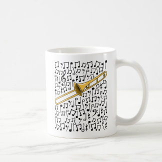 Mug Trombone Avec Notes Musicales, Musicien De Laiton
