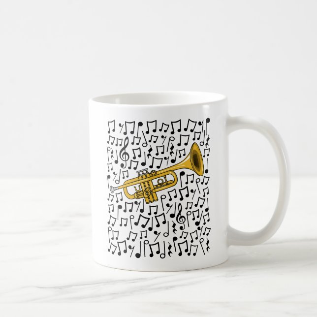 Mug Trompette Avec Notes Musicales, Musicien De Laiton (Droite)