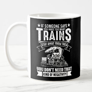 Mug Trop de trains, train de chemin de fer à vapeur