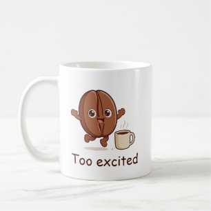 Mug Trop Excité Caractère De Grain De Café Mignon