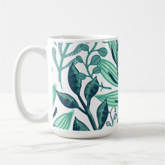 Mug Tropical automne bleu feuille motif