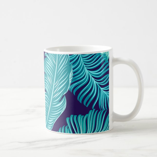 Mug Tropical Green Blue Leaves Pattern (Droite)