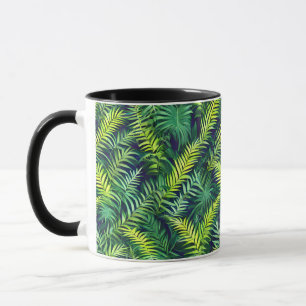 Mug Tropical Green Leaf Fern Motif