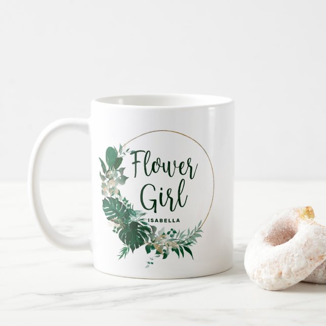 Mug Tropical Palm Gold Circle Flower personnalisée (Avec donut)
