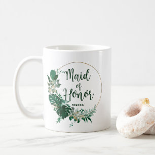 Mug Tropical Palms Gold Circle Maid of Honor