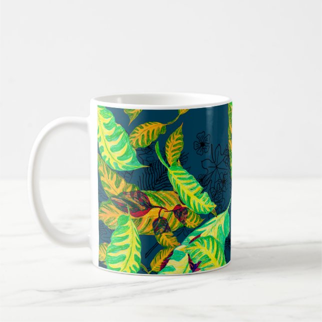 Mug Tropical Tie Dye Blue Gouache. Motif tropical. G (Gauche)