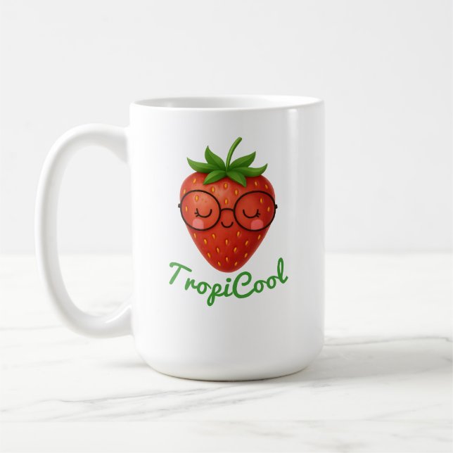 Mug TropiCool fraise - Vibe d'été mignonne et fraîche (Gauche)