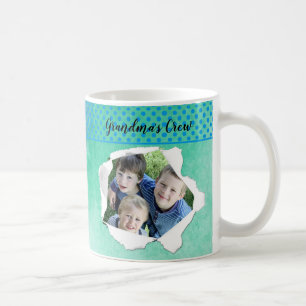 Mug Trou de papier personnalisé Photo Modèle bleu vert