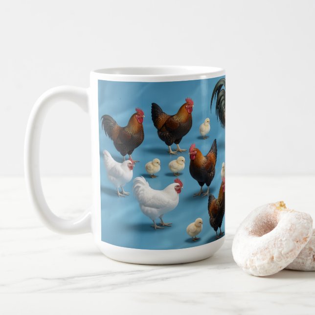 Mug Troupeau de poussins et de coquelets (Avec donut)