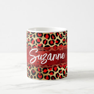 Mug Trucs de pinceau Leopard rouge or et noir