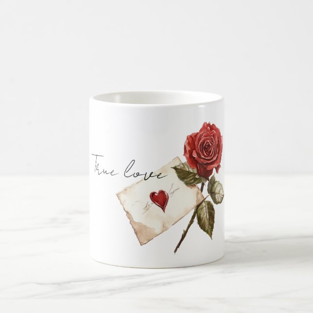 Mug True Love Red Rose Letter Heart (Centre)