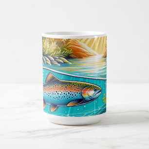 Mug Truite dans un cours d'eau sous-marin luxuriant