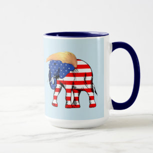 Mug Trump Bad Hair Elephant 15 oz Ringer Mug, ZSSG