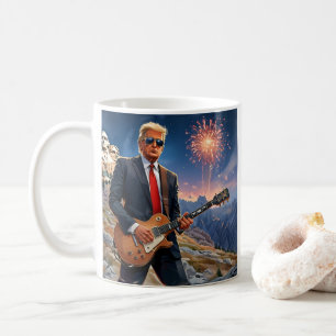 Mug Trump Jouant à la guitare électrique Mont Rushmore